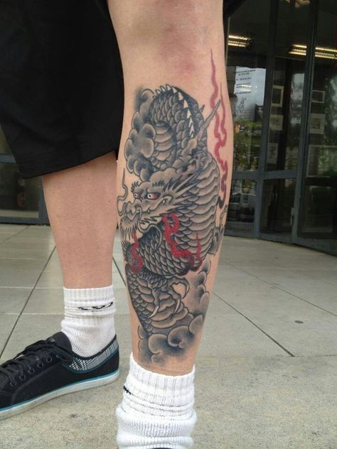 Leg tattoo. Dragon Leg Tattoo Dragon, Tattoo In Leg, Dragon Tattoo For Men, Dragon Tattoo Leg, Tattoos Leg, Dragon Tattoos For Men, Tattoo Dragon, Tattoo Leg, Dragon Tattoos