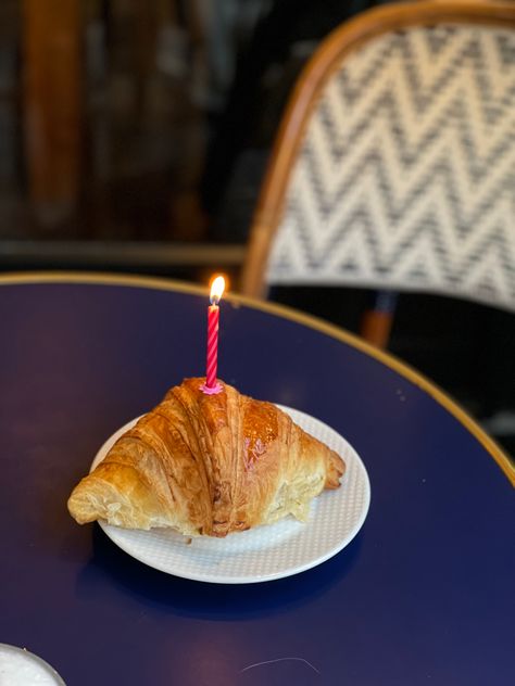 Croissant Birthday Cake, Birthday Croissant, Croissant Party, Birthday Aesthetics, Parisian Party, Birthday Morning, 44th Birthday, Birthday Captions, Birthday Idea