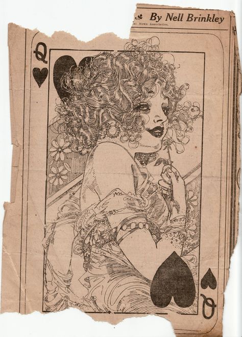 Nell Brinkley, illustrator for the Hearst newspapers from 1907 at age 22. Her characters and flapper girls were legendary. Nell Brinkley, October 21, Playing Card, Playing Cards