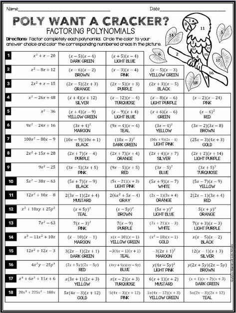 Factor Polynomials, Factoring Polynomials Activity, Factoring Trinomials Activity, Dividing Polynomials, Polynomials Activity, Factoring Trinomials, Factoring Quadratics, Algebra 2 Worksheets, Literal Equations