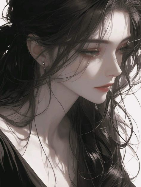 Female Anime Characters With Black Hair, Female Pfp, Anime Long Hair, Anime Black Hair, Anime People, Digital Art Anime, Ethereal Art, Cute Art Styles, Digital Art Girl