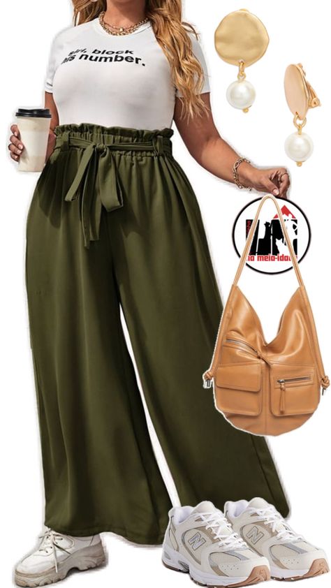 Moda estilo meia idade midsize looks style over 50 Green Palazzo Pants Outfit, Pants Midsize, Palazzo Pants Outfit, Midsize Outfit, Midsize Outfits, Palazzo Pants, Pants Outfit, Plus Size, Green