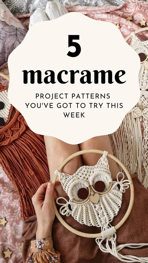 Macrame Owl Tutorial Owl Pattern Tutorial, Macrame Knots Diy, Macrame Projects Ideas, Diy Macrame Projects, Macrame Animals, Half Mandala, Macrame For Beginners, Owl Tutorial, Cute Macrame