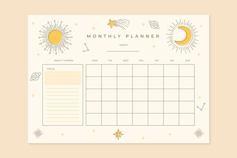 Free Vector | Hand drawn 2023 monthly planner calendar template Cute Monthly Planner 2023, Monthly Planner 2023 Free, Cute Calender Design 2023, Monthly Planner Template 2023, Planner 2023 Free, Aesthetic Monthly Planner Template, Monthly Calendar Aesthetic, Month Planner Template, Monthly Planner Free Printable