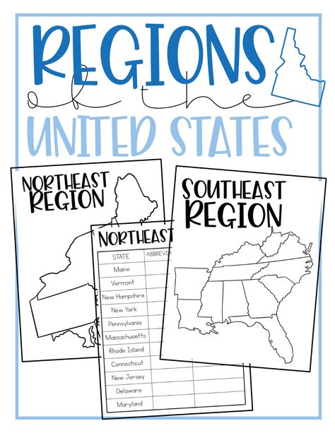 Northeast Region Activities, Second Grade Social Studies, Games Preschool, Behavior Tips, Us State Map, Social Studies Education, Southeast Region, Map Worksheets, Northeast Region