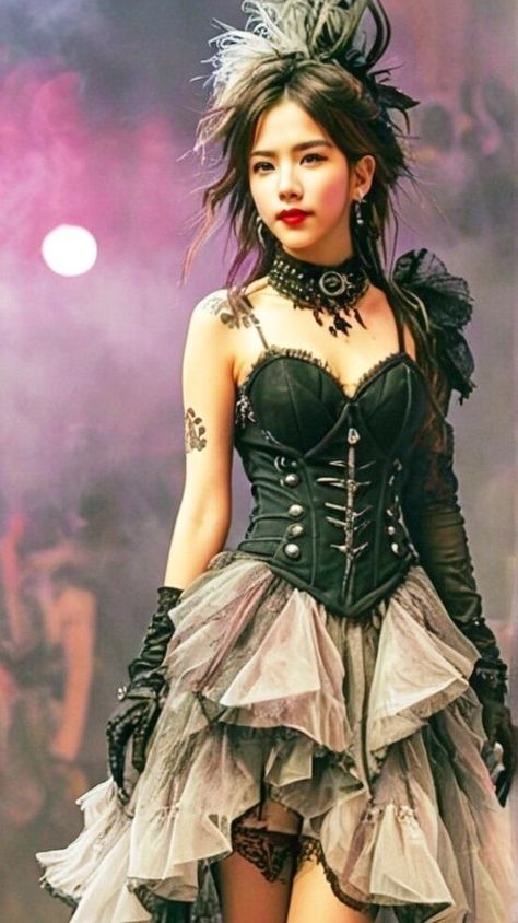 Visual Kei Outfits, Y2k Aesthetic Grunge, Corset Dresses, Gothic Elegance, Dresses Ladies, Concert Stage, Dress Y2k, Lace Up Dress, Grunge Punk