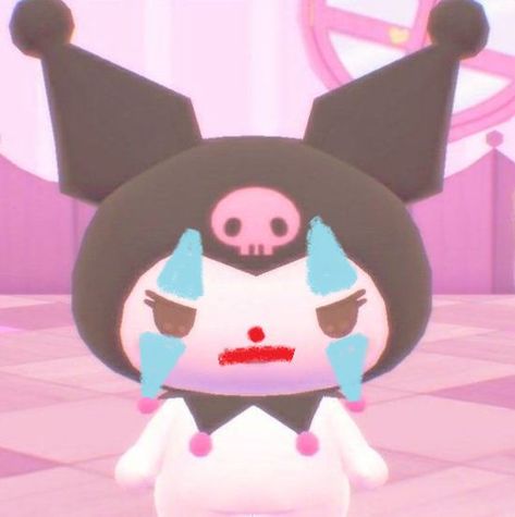 made a clown kuromi in paint :> Kuromi Pfp Funny, Kuromi Reaction Pics, Sanrio Clown, Mad Kuromi, Kuromi Mood, Funny Kuromi, Kuromi Painting, Void Memes, Kuromi Core