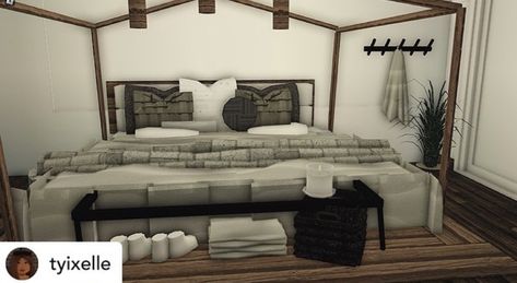 Bloxburg Bed Rooms, Bloxburg Custom Door Ideas, Custom Bloxburg Bed, Bloxburg Custom Bed, Bloxburg Custom Furniture, Bloxburg Autumn, Bloxburg Custom, Basic Bedroom, Roblox Houses