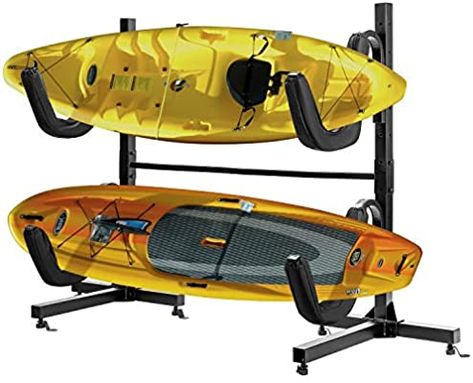 Freestanding Bike Rack, Surfboard Storage, Garage Storage Inspiration, Kayak Storage Rack, Sport Rack, Double Kayak, Sup Paddle Board, Kayak Storage, Garage Storage Systems