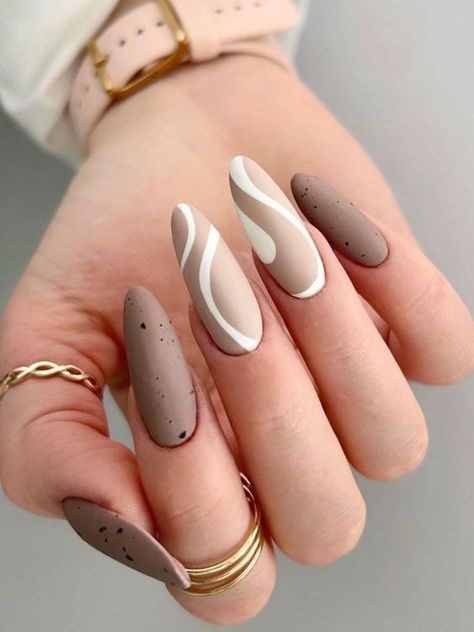 Matt Nails Ideas, Brown Nail Designs, Matted Nails, Oval Nails Designs, Brown Nail Art, Brown Nail, Cute Nail Polish, Brown Nails Design, Nail 2024