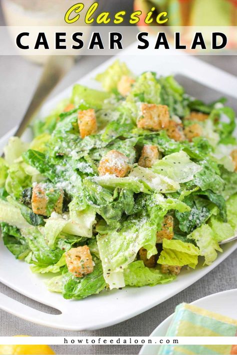 This Classic Caesar Salad is just that: Classic.  The recipe is as good as any you'll find in any restaurant.  It's that good.  SEE ALL-NEW VIDEO! Italian Entrees, Classic Caesar Salad, Caesar Salad Dressing, Caesar Salad Recipe, Salad Recipes Video, Caesar Dressing, Salad Dressing Recipes, Caesar Salad, Croutons