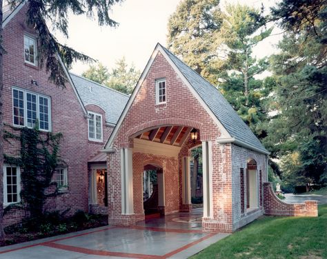 Drive Through Portico, Port Cochere, English Tudor Homes, Tudor Houses, Tudor Homes, Car Ports, Carriage House Garage, Garage Exterior, Garage Renovation