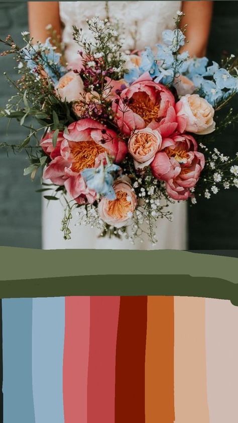 Fall Colorful Wedding Flowers, Colorful Rustic Wedding Decor, Warm Tone Wedding Colors, Bright Wedding Colors, Wedding Color Pallet, March Wedding, Spring Wedding Colors, Bright Wedding, Summer Wedding Colors