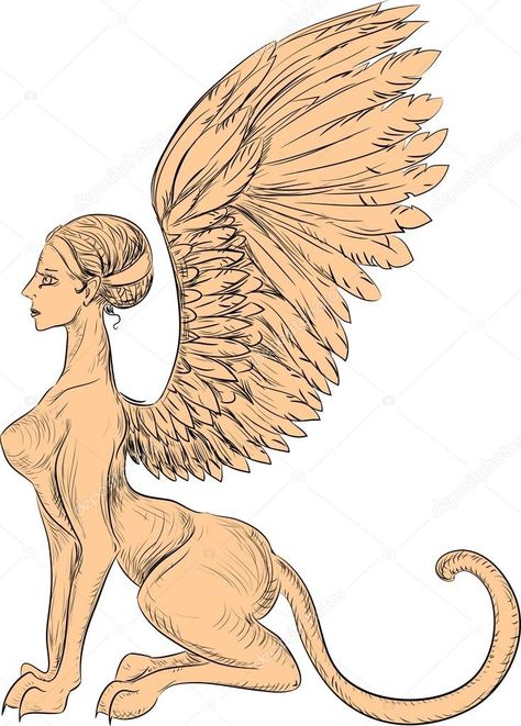 sphinx drawing fantasy creature monster art Sphynx Drawing Mythology, Sphinx Mythology Art, Sphinx Greek Mythology, Sphynx Mythology, Dnd Pantheon, Sphinx Drawing, Sphinx Mythology, Sphinx Tattoo, Fantasy Beings