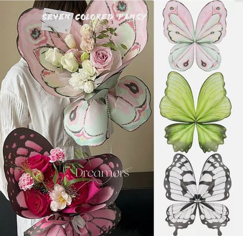 10Sets(20Pcs) Butterfly Wing Wrapping Paper Crystal Transparent Butterfly Wings Diy Bouquet Birthday Butterfly Wings Diy, Diy Gift Packaging, Diy Papillon, Saint Valentin Diy, Valentines Bricolage, Floristry Design, Bouquet Wrapping, Diy Wings, Flower Wrapping Paper