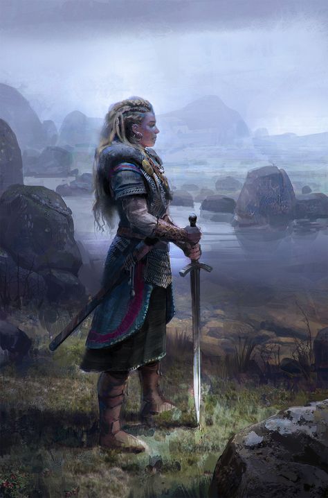 Viking Woman, John Wallin Liberto on ArtStation at https://www.artstation.com/artwork/6Pnb6?utm_campaign=digest&utm_medium=email&utm_source=email_digest_mailer Angelo Guerriero, Art Viking, العصور الوسطى, Baba Jaga, Viking Women, Viking Woman, Shield Maiden, Desen Anime, Viking Art