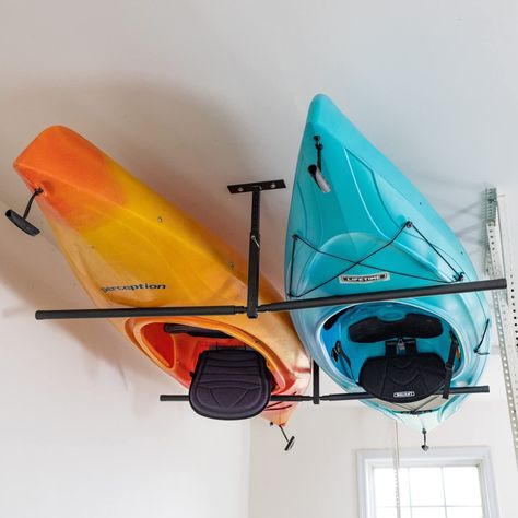 StoreYourBoard Kayak Ceiling Storage, Rack, Adjustable Heavy Duty Garage Organizer Mount Boat Storage Ideas Space Saving, Garage Kayak Storage, Kayak Hoist, Kayak Storage Garage, Kayak Holder, Lake Boats, Ceiling Storage Rack, Garage Organizing, Floating Docks