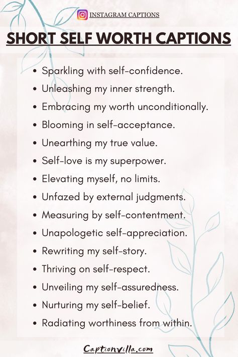 A beautiful background with the text 'Empower Yourself with Self Worth Captions for Instagram' surrounded by stars and motivational quotes. #SelfWorth #InstagramCaptions #SelfLoveQuotes #InspirationalQuotes #Empowerment Self Worth Quotes Short, Self Worth Captions, Self Worth Captions For Instagram, Self Dependent, Love Captions, Self Appreciation, Worth Quotes, Self Acceptance, Self Respect