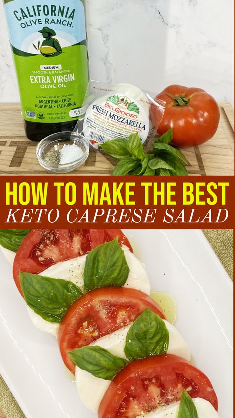 Keto Caprese Salad Nothing beats the summer heat like a fresh, cold salad. One of the best parts about this Keto Caprese Salad is that it can be enjoyed right away, or packed in your lunch for a perfect afternoon snack. This recipe is a big favorite of mine because of the freshness and flavors, but also because it’s so light and refreshing. Like if you love this keto version of Caprese salad! https://ketoniafoods.com/recipes/how-to-make-the-best-keto-caprese-salad Healthy Caprese, Keto Caprese, Low Carb Appetizer, Caprese Recipes, Keto Salads, Clean Keto, Keto Side, Healthy Facts, Low Carb Salad