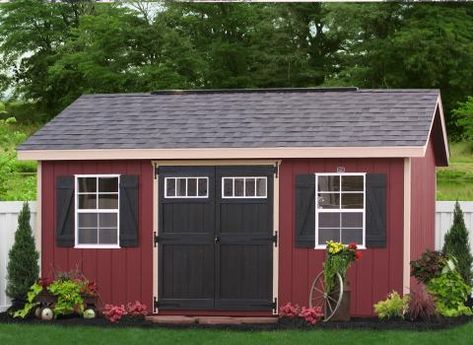 10x16 workshop classic shed red Wooden Storage Sheds, Shed Landscaping, Wooden Workshops, Red Shed, Industrial Sheds, Workshop Shed, Sheds For Sale, Portable Buildings, Large Sheds