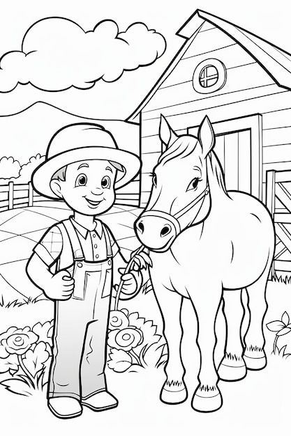 Tractor Coloring Pages, Farm Coloring Pages, Cow Coloring Pages, Book Illustration Design, Toddler Coloring Book, Preschool Coloring Pages, Coloring Art, صفحات التلوين, A Farmer