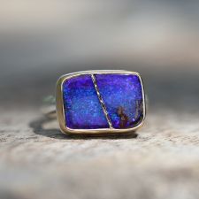 Jamie Joseph | Rectangular Boulder Opal Fusion Ring at Voiage Jewelry Opal Fusion, Boulder Opal Jewelry, Gold Hanging Earrings, London Blue Topaz Earrings, Australian Opal Ring, Silver Platforms, Matrix Opal, Blue Topaz Earrings, Topaz Earrings