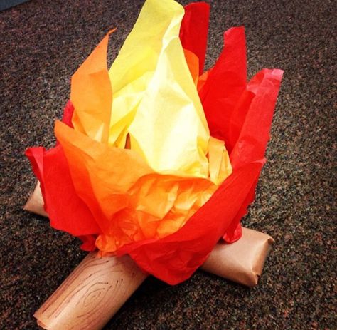 Tissue paper fire for breakfast with Jesus Tissue Paper Fire, Diy Fake Fire, Fire Theme, Fake Fire, Paper Fire, Harvest Fest, Cake Decorating Classes, Vbs Crafts, How To Make Paper Flowers