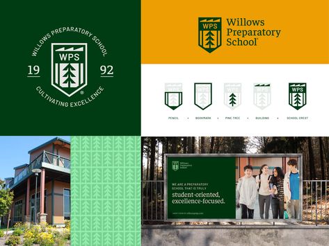 Branding & logo design for preparatory school in Seattle, WA, USA. #brand #branddesign #logo #logodesign School Typography Design, School Identity Design, School Branding Design Visual Identity, University Brand Identity, Private School Branding, Boarding School Design, Academic Branding, School Branding Design, Elementary School Logo