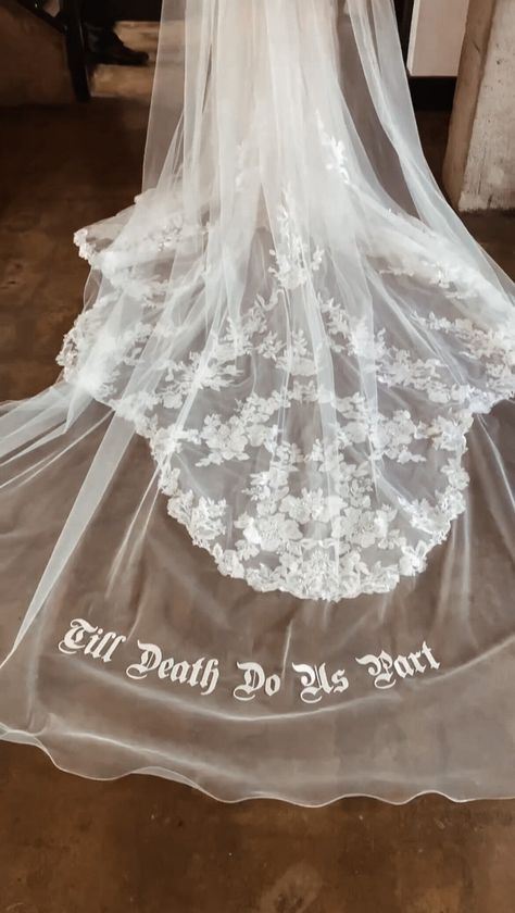 Gothic Veil, Veil Embroidery, Embroidered Veil, Ivory Veil, Gothic Font, Gothic Fonts, Wedding Veil Accessories, Embroidery Works, Favorite Fonts