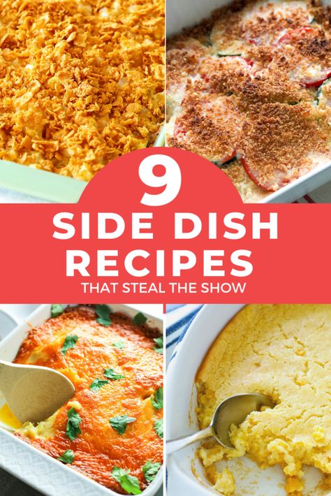 Looking for side dish recipes to round out your meal? These delicious and easy-to-prepare side dish recipes are great to make on a daily basis or during the holidays! Starchy Side Dishes, Easy Scalloped Potatoes Recipe, Cheesy Potatoes Recipe, Corn Casserole Recipe, Bacon Mac And Cheese, Sweet Potato Recipes Casserole, Scalloped Potato Recipes, Recipes With Marshmallows, Easy Pasta Salad