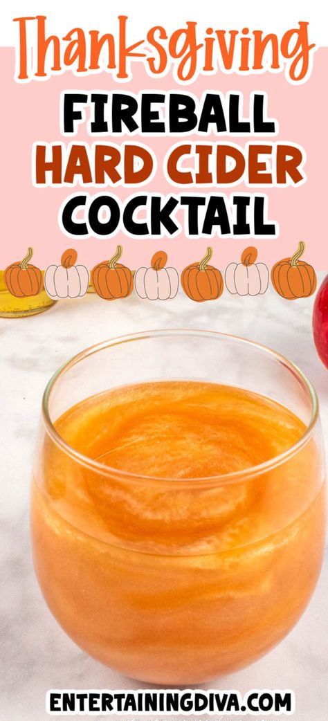 Fireball Hard Cider Cocktail | Holiday Recipes Hard Cider Cocktail, Hard Cider Recipe, Festive Cocktail Recipes, Apple Schnapps, Apple Pucker, Spiked Apple Cider, Cider Cocktail, Apple Cider Cocktail, Fireball Whiskey