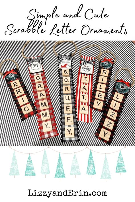 Christmas Ornaments Diy Scrabble Tiles, Scrabble Tile Name Ornaments, Scrabble Name Ornaments Diy, Diy Christmas Ornaments Scrabble Letters, Christmas Scrabble Ornaments, Diy Letter Christmas Ornaments, Ornaments With Scrabble Tiles, Scrabble Letter Christmas Ornaments, Scrabble Ornaments Christmas Decorations