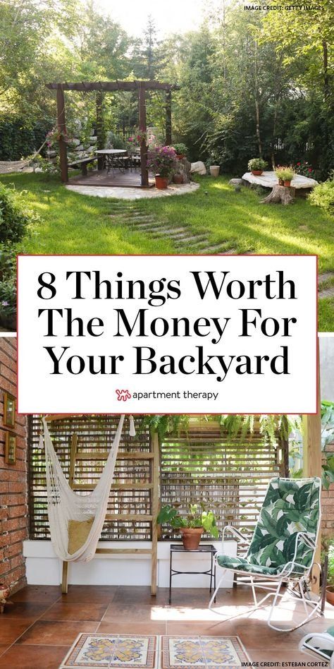 With so many choices in terms of furniture, accessories, and other outdoor elements, it can be overwhelming to decide what exactly to splurge on. Here are the purchases always worth the extra money for making your backyard the best it can be. #backyard #backyardideas #outdoorideas #patio #patioideas #patiodecor #outdoorfurniture Backyard Landscaping Designs For Entertaining, Basic Backyard Landscaping, Backyard Zones Outdoor Living, Unique Backyard Ideas, Magical Backyard, Farm Tips, Backyard Upgrades, Backyard Design Ideas Budget, Backyard Sanctuary