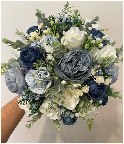 Winter Wedding Bouquet - HurryDon't miss out these fantastic items from Amazon.com Artificial Wedding Flowers, Flower Girl Bouquet, Blue Wedding Bouquet, Boquette Flowers, Dusky Blue, Blue Themed Wedding, Blue Wedding Flowers, Prom Flowers, Artificial Flowers Wedding