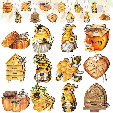 PRICES MAY VARY. Package Includes: our package contains 24 summer bee wooden decorations in 12 different styles, each style has 2 pieces; Our products can meet your love for summer, and sufficient quantities can also meet your daily selection and use Quality Material: our mini ornaments for trees are made of quality wood, which are not easy to break or deform; The wood material can ensure that it will not cause break when dropped, which can meet your long term use and can decorate your home for Christmas Bee, Bumble Bee Decorations, Wood Bees, Bee Gnome, Bee Theme Party, Yellow Bee, Baby Shower Decoration, Bee Honey, Mini Ornaments