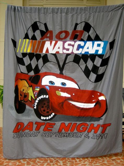 Nascar themed date party Sorority Racing Theme, Nascar Sorority Theme, Race Car Sorority Theme, Date Party Themes Sorority, Banner Inspiration, Sorority Themes, Big Little Basket, Racing Theme, Recruitment Themes