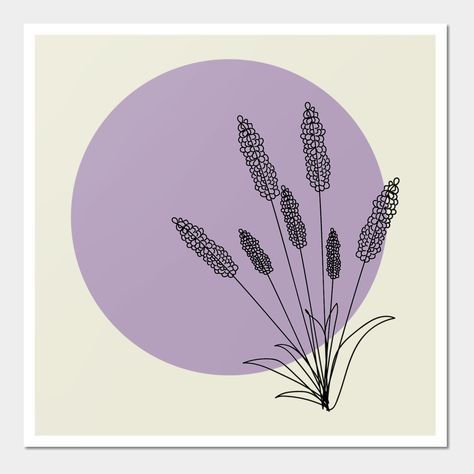 Lavender Aesthetic Drawing, Lavender Poster Aesthetic, Lavender Logo Design, Line Art Lavender, Lavender Fine Line Drawing, Edgy Tattoos, Lavender Poster, Lavender Stickers, Interior Purple