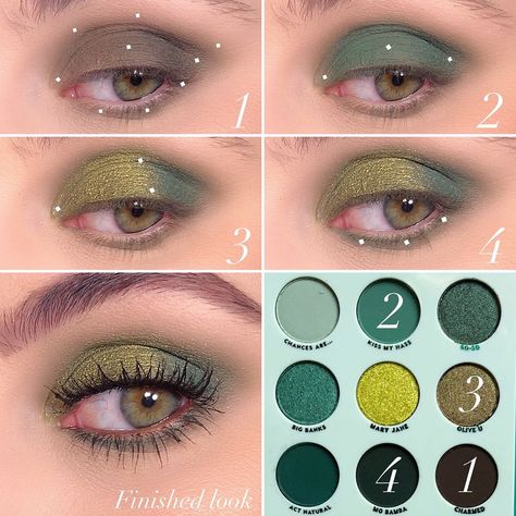 @colourpopcosmetics Just My Luck Palette  1️⃣Charmed- Apply to the lid and blend upwards above crease and lower lash line  2️⃣Kiss My Hass-… Colourpop Eyeshadow, Expensive Makeup, Just My Luck, Green Makeup, Beautiful Eye Makeup, Colorful Eye Makeup, Kiss My, Eye Makeup Tips, Makeup For Green Eyes