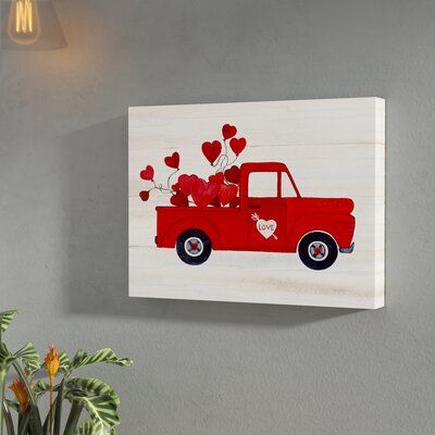 Valentine Truck, Mini Toile, Art Transportation, Rustic Valentine, Balloon Painting, Day Painting, Truck Art, Heart Balloons, Inspirational Prints