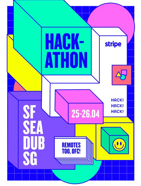 Hackathon Poster, Illustration Design Graphique, Memphis Design, Poster Collection, Event Poster, Creative Posters, Design Graphique, Design Reference, Graphic Design Posters