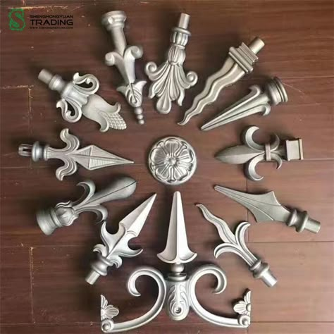 Cast aluminum parts have high-end appearance, various styles, novel and beautiful design, and the most important thing is durability, explosion-proof and anti-corrosion, which are very popular with customers. #IronIronGazebo #PowderCoatingPickets #BuildingBuildingMaterial #GardenGardenBuilding #MetalOrnamentalAccessory Ornamental Iron Work, Gate Door Design, Cast Iron Gates, Wrought Iron Accessories, Grill Designs, Fabrication Work, Grill Gate, Gates Design, Entrance Gates Design