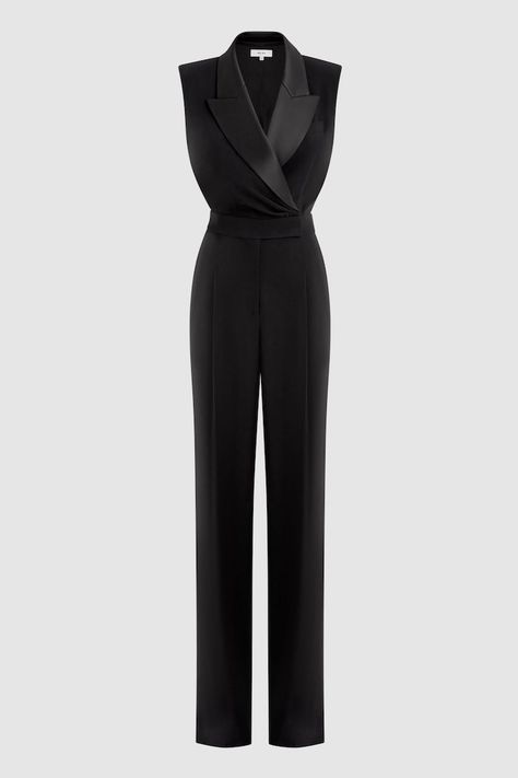 Reiss Black Saskia Petite Satin Lapel Jumpsuit Wedding Guest Dress Midi, Designer Jumpsuits, Jumpsuit Online, Centre Stage, Chunky Knitwear, Formal Shirts For Men, Newborn Dresses, Menswear Inspired, Skirted Swimwear