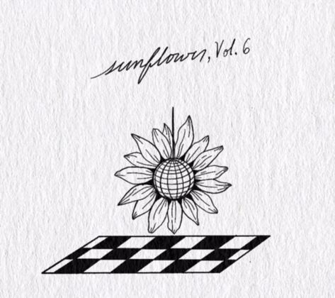 Sunflower Vol 6 Tattoo, 6 Tattoo, Harry Tattoos, Harry Styles Drawing, Small Sketchbook, Harry Styles Tattoos, Doodle Tattoo, Tattoo Font, Tattoo Art Drawings