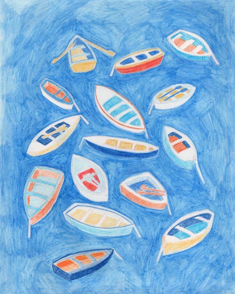 Row boats inspired by the french riviera and the last days of summer. Visit mackenziekuck.com for more art and hand-drawn patterns Fish Boat Illustration, Row Boat Illustration, Boats Illustration, Living Sustainably, Drawn Patterns, Ocean Illustration, Boat Illustration, Whale Illustration, Last Days Of Summer