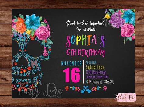 Coco Birthday Invitation Coco Invitation Dia De Los - Etsy Australia Sugar Skull Birthday, Skull Birthday, Mexican Invitations, Coco Birthday, Fiesta Birthday, Text Layout, Invitation Digital, Dia De Muertos, Day Of The Dead