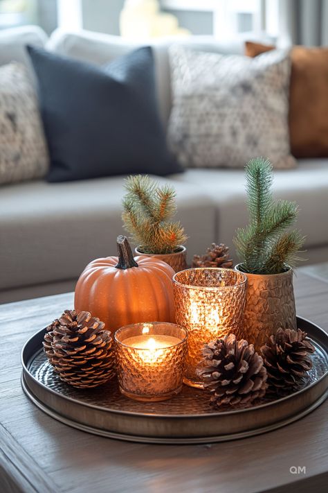 Fall Decor for Living Room: Warm Accents - Quiet Minimal Fall Decor For Living Room, Dekoracija Stola, Idea Candle, Easy Thanksgiving Decorations, Ideas Decoracion Navidad, Top 10 Facts, Fall Table Centerpieces, Fall Living Room, Living Room Warm