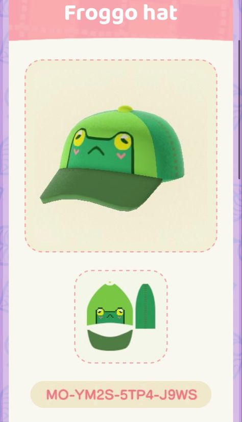 Acnh Hat Pattern Grid, Acnh Hat Design Pattern Grid, Animal Crossing Frog Design, Acnh Frog Designs, Animal Crossing Frog Clothes, Acnh Hat Design Codes, Animal Crossing Design Codes Clothes Hat, Animal Crossing Town Tune, Frog Costume