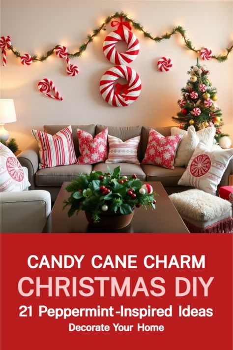 Peppermint Christmas Decor Candycane Diy Decorations, Candy Cane Christmas Theme, Peppermint Decorations, Peppermint Christmas Decorations, Peppermint Ornament, Peppermint Candles, Christmas Decorations Ideas, Candy Wreath, Christmas 2025