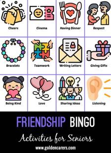 Friendship Bingo : Here is a friendship-themed bingo to enjoy! Friendship Bingo, Bingo Preschool, Bingo Challenge, Friendship Activities, Friendship Day, Bingo Games, Free Activities, Activities To Do, Letter Writing