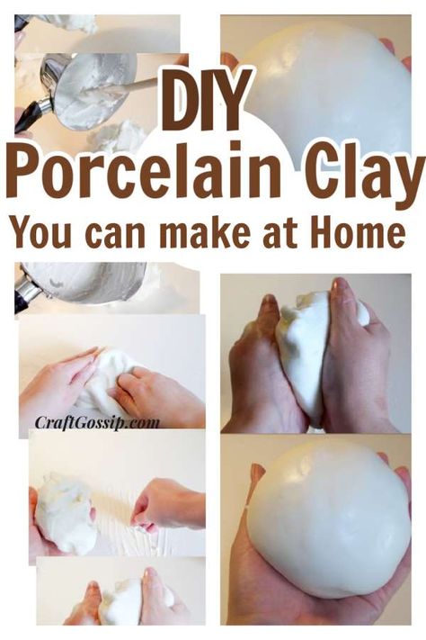 DIY Tutorial For Making Your Own Cold Porcelain Clay – Polymer Clay Working With Clay Ideas, Making Decorative Items, Diy Porcelain Clay Recipe, Diy Molds For Clay, Diy Porcelain, Homemade Clay Recipe, Homemade Polymer Clay, Itsekovettuva Savi, Clay Molds